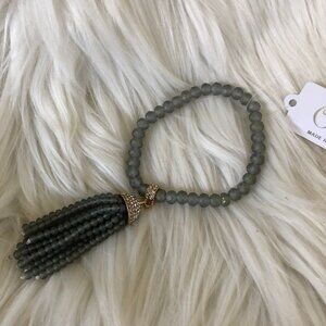 ole grey crystal beads stretch tassel bracelet